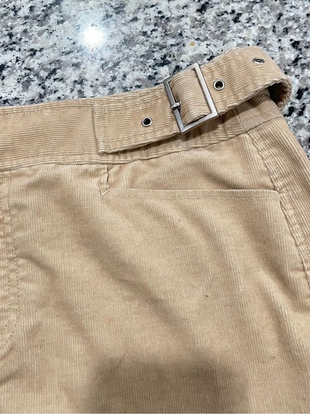 Armani Exchange Beige Corduroy Mini Skirt with Belt Detail | Size 10 - Picture 2 of 16